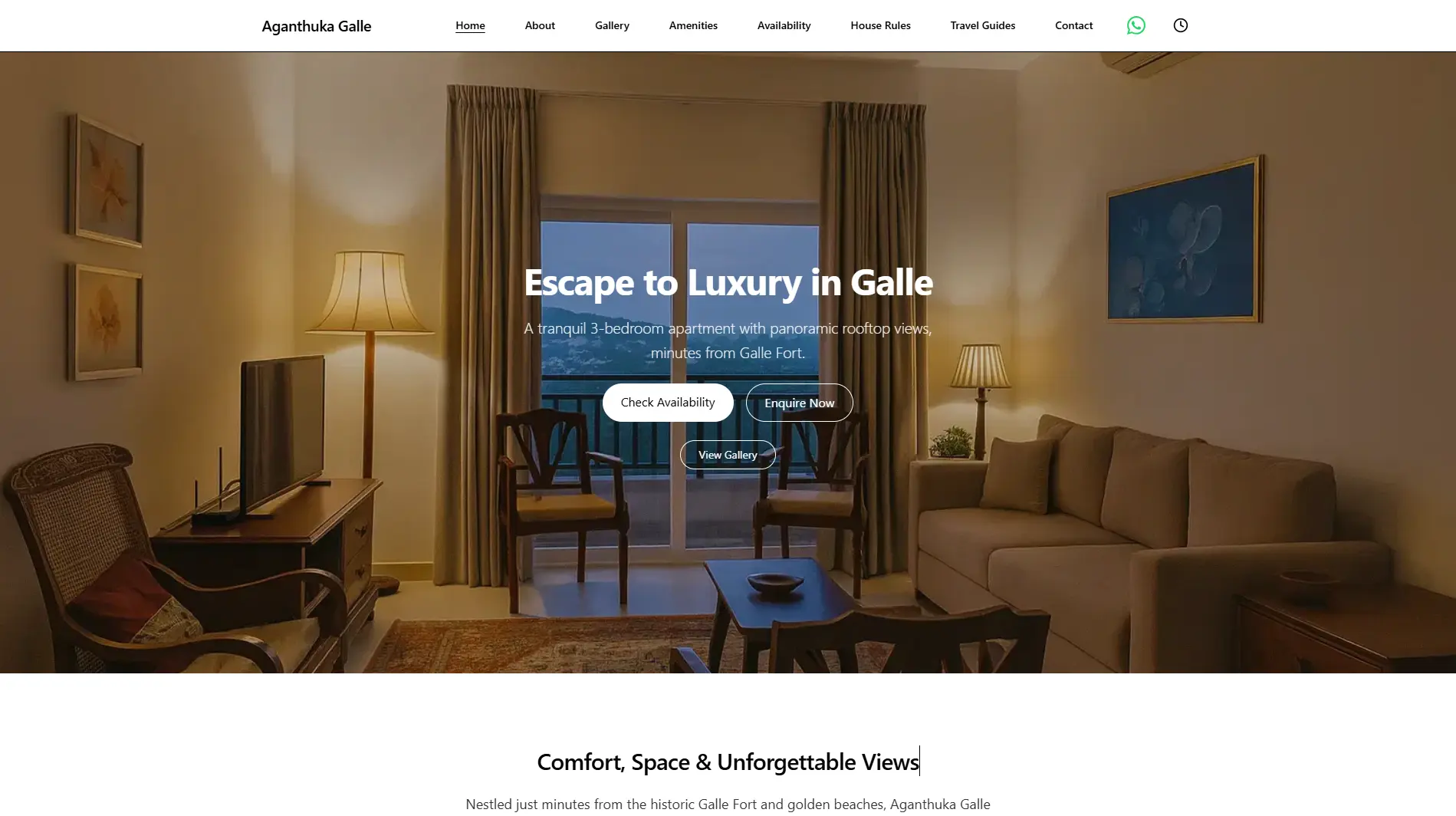 Aganthuka Galle hospitality concierge interface